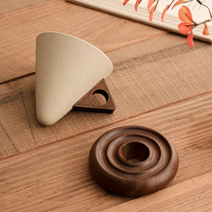 Vintage Ceramic Cup with Wooden Base – Coffee with Elegance