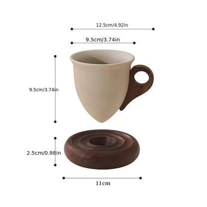 Vintage Ceramic Cup with Wooden Base – Your Special Coffee