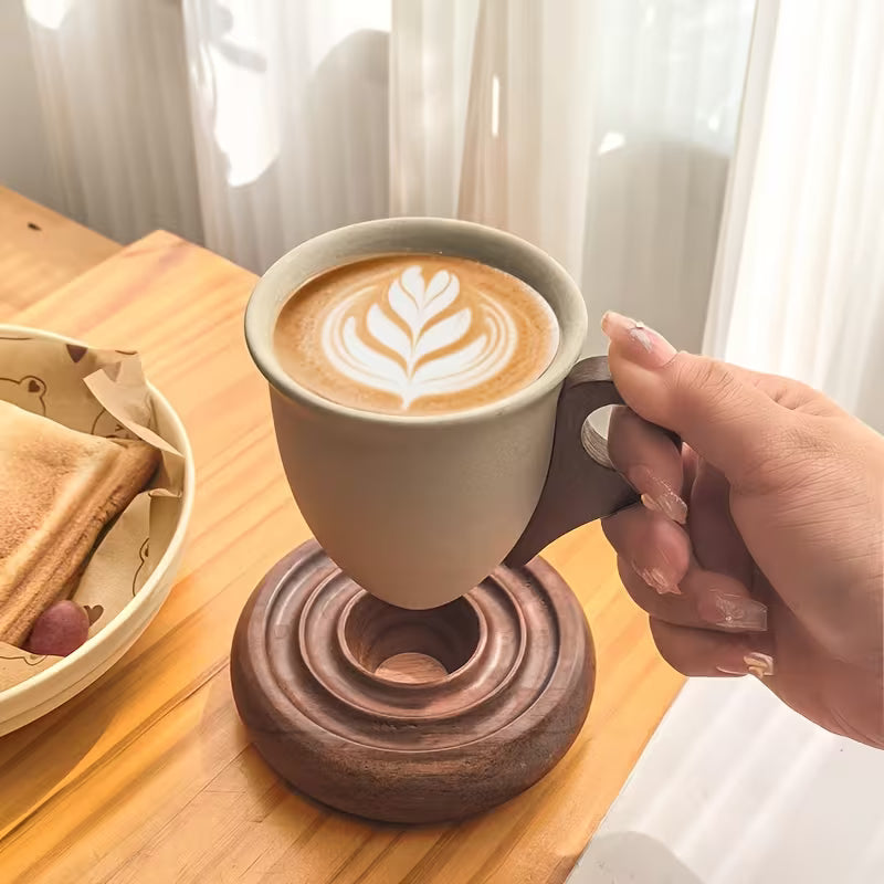 Vintage Ceramic Cup with Wooden Base – Your Special Coffee