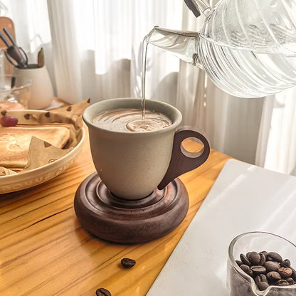 Vintage Ceramic Cup with Wooden Base – Your Special Coffee