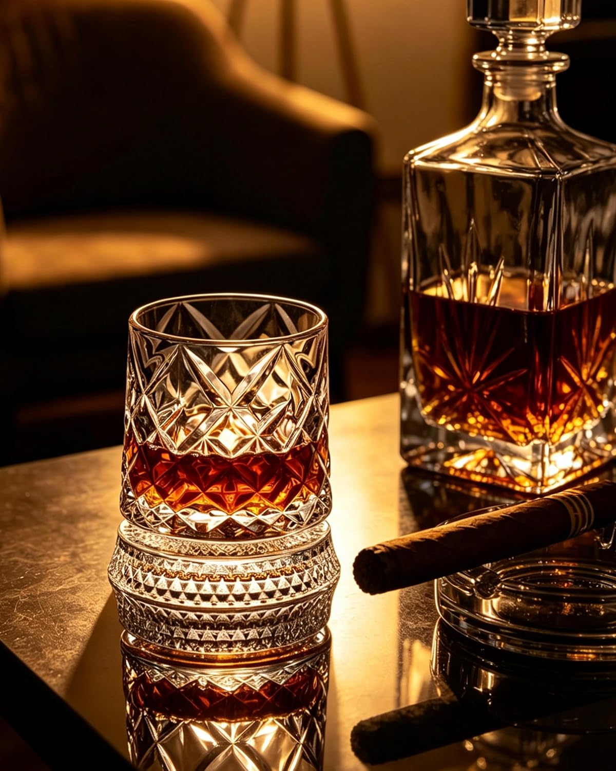 Vintage Style Whisky Glass – Rotating Base