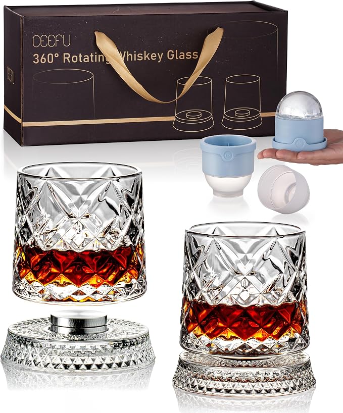Vintage Style Whisky Glass – Rotating Base