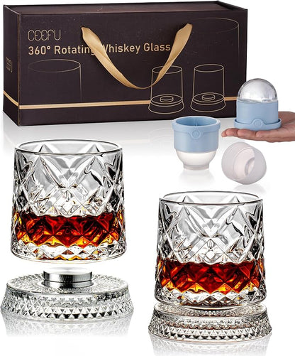 Vintage Style Whisky Glass – Rotating Base