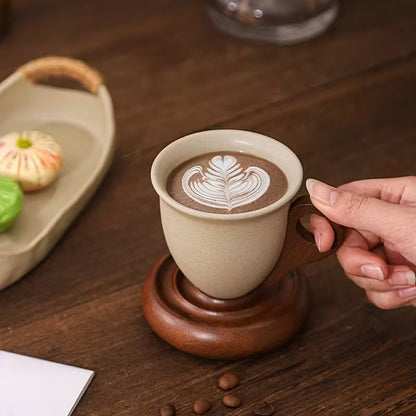 Vintage Ceramic Cup with Wooden Base – Your Special Coffee
