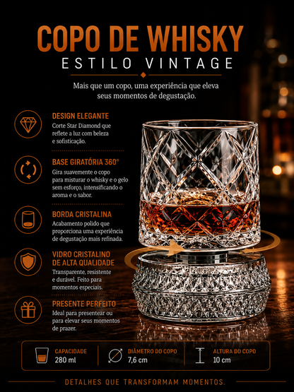 Vintage Style Whisky Glass – Rotating Base