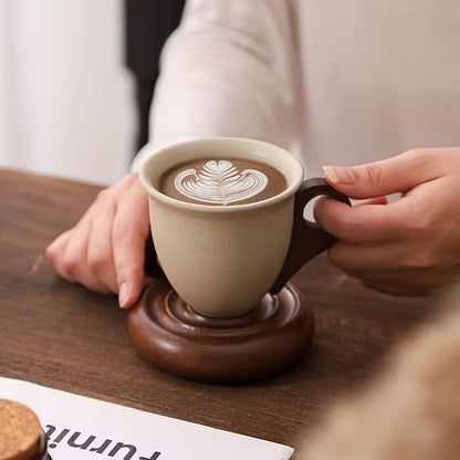 Vintage Ceramic Cup with Wooden Base – Your Special Coffee