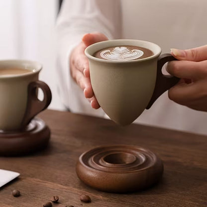 Vintage Ceramic Cup with Wooden Base – Your Special Coffee