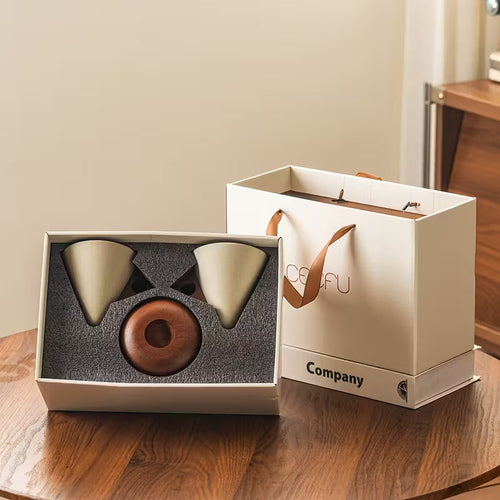 Vintage Ceramic Cup with Wooden Base – Coffee with Elegance