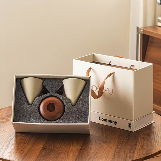 Vintage Ceramic Cup with Wooden Base – Coffee with Elegance