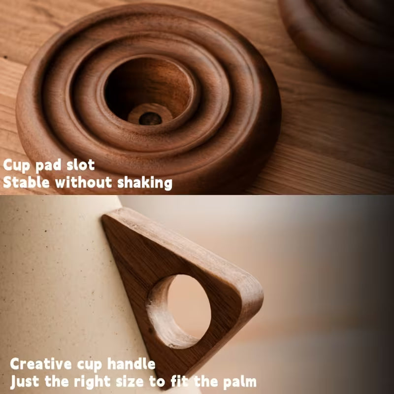 Vintage Ceramic Cup with Wooden Base – Coffee with Elegance